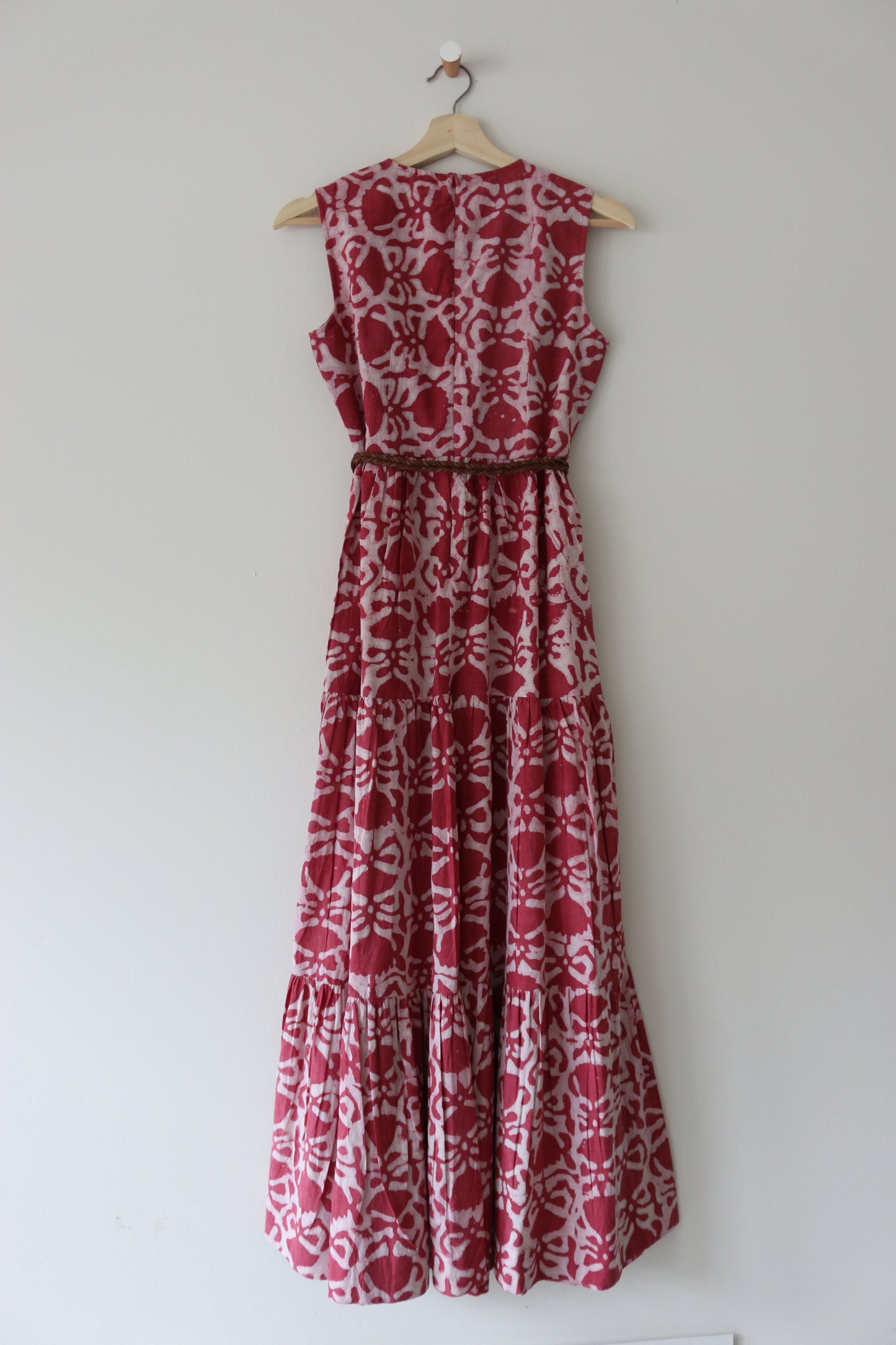 Red Bagru Print Maxi Dress