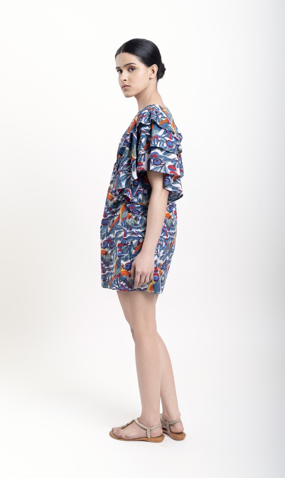 Macaw Buttoned Mini Dress