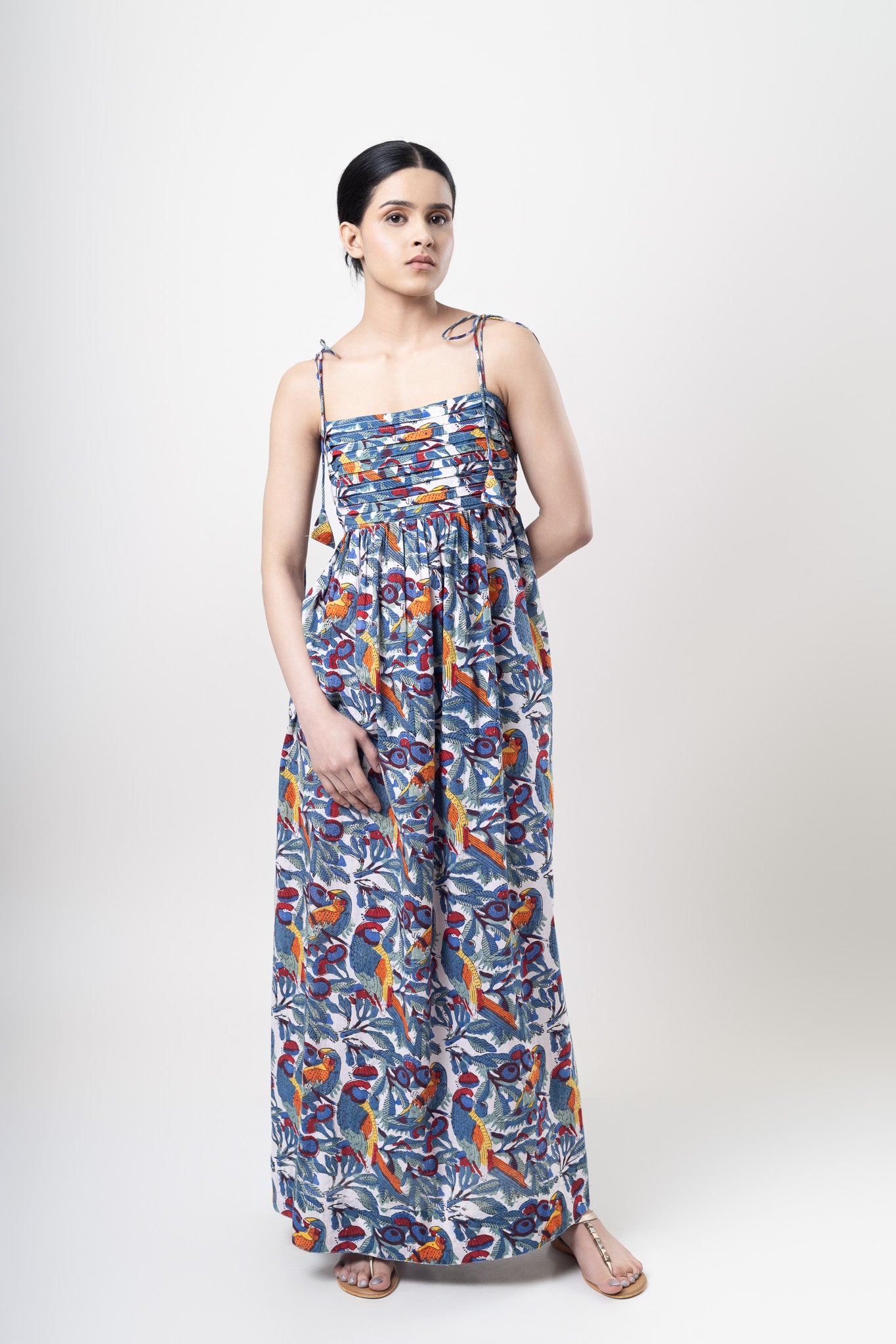 Macaw Tie-up Maxi Dress